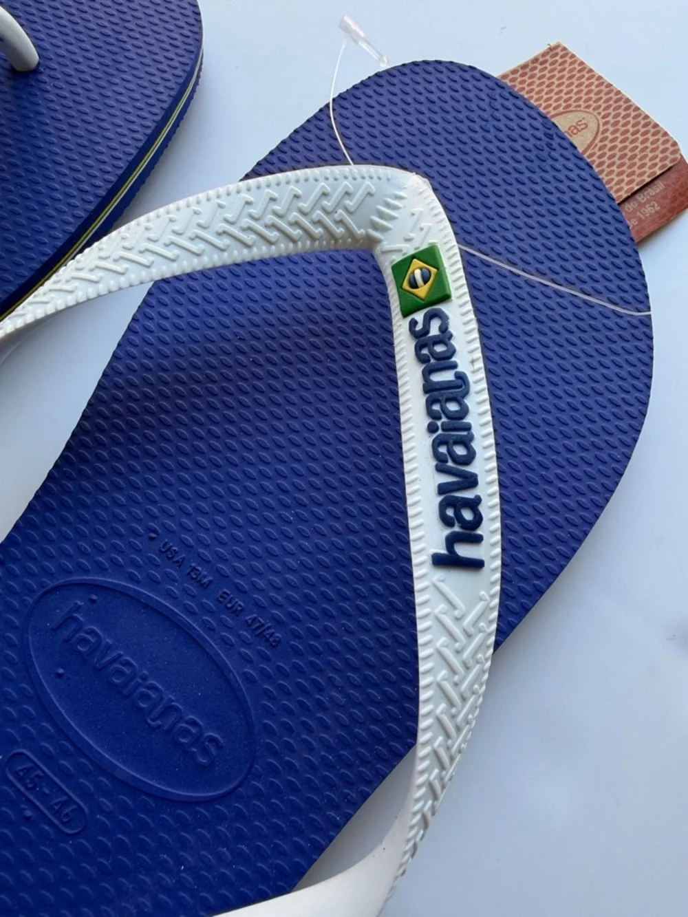 Havaianas Top Brazil Logo in Royal Blue Flip Flops with White Straps